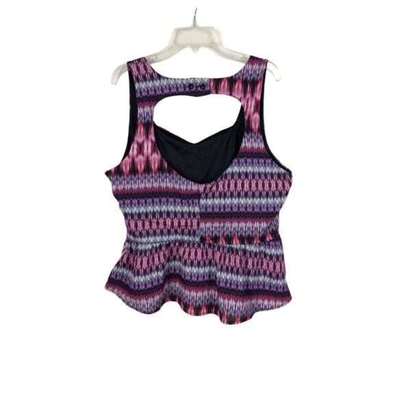 Charlotte Russe Pink and Purple Tank Top with Cutout Peplum - Picture 2 of 3